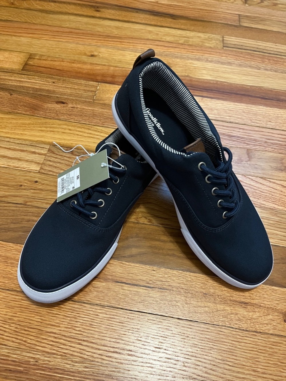 Men's Brady Sneakers - Goodfellow & Co - navy blue new 10 1/2 Preppy Boat Stripe